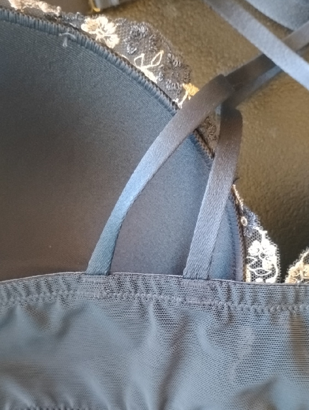 Cacique Blue Embroidered Push-Up Bra with Crisscross Straps - Picture 7 of 11